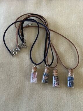 Set of 4 Handmade crystal chip Pendant Necklaces, NWOT